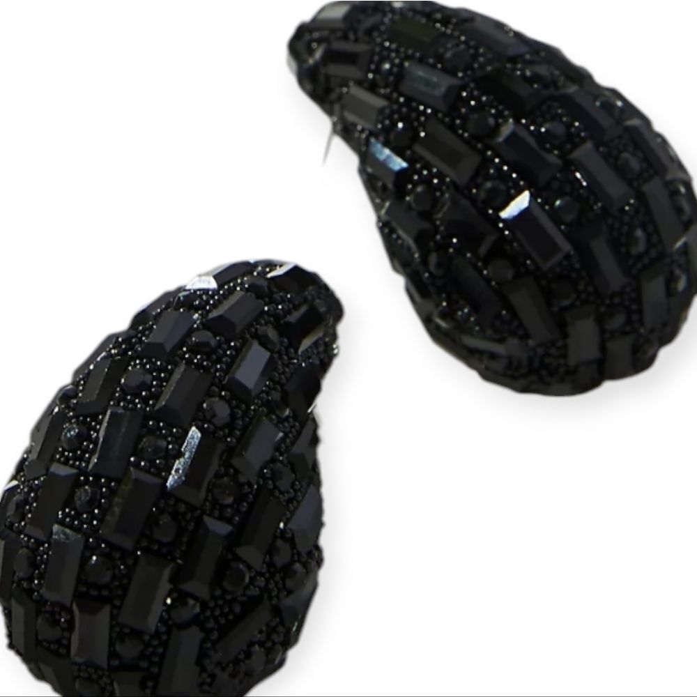 Black Petra Drop Pave Earrings Nwot